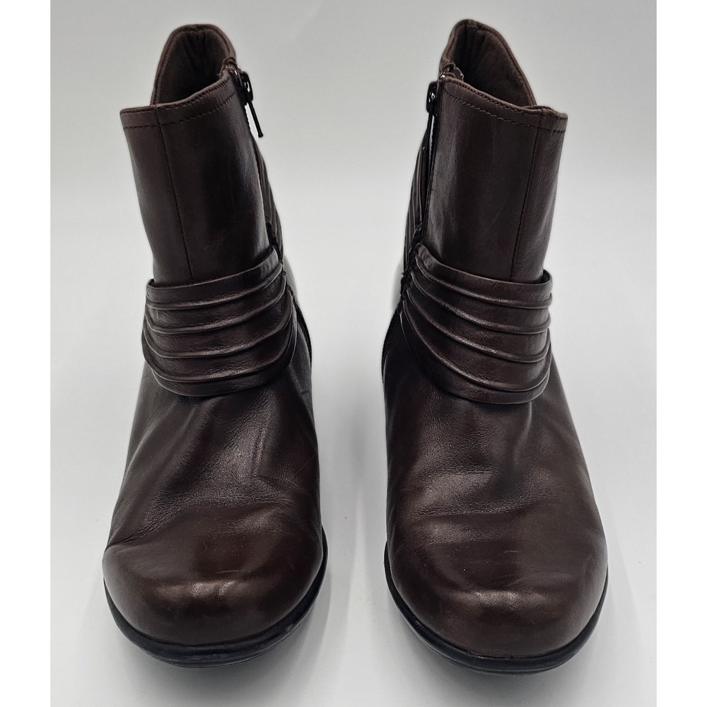 Women's Clarks Bendables Zip Up Ankle Boots Booties Shoes Size 11M Brown Leather